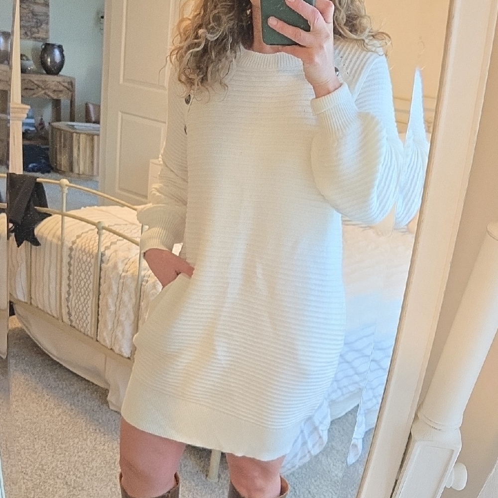 Cozy White Sweater Dress